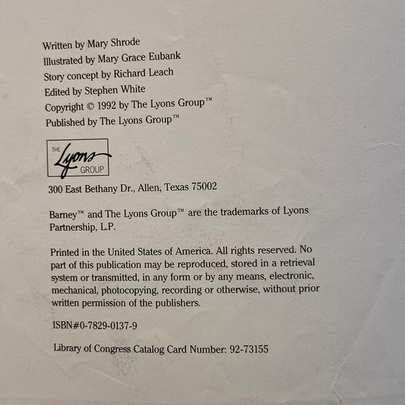 Vintage 1992 Book- Just Imagine- with Barney. Written by: Mary Shrode - Picture 5 of 16